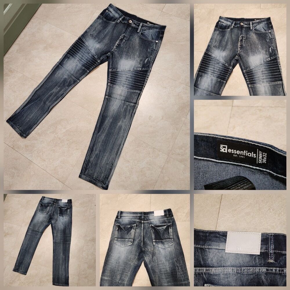 Southpole SP Mens Size 36x32 Skinny Faded Skater Streetwear Blue Denim Jeans